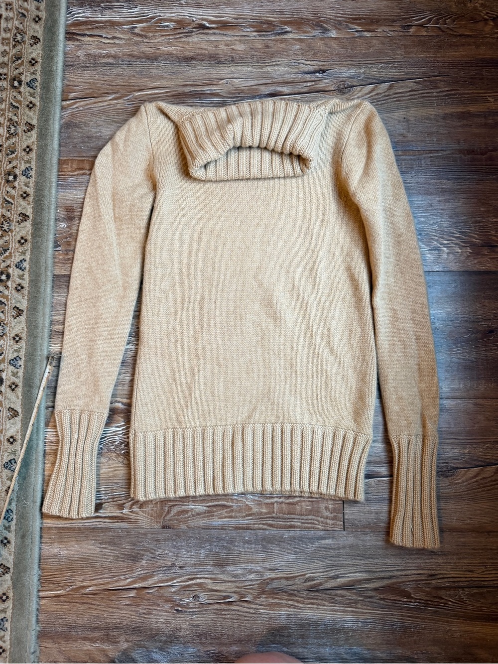 J. Crew Camel Ribbed Cowl Turtleneck Cashmere Sweater